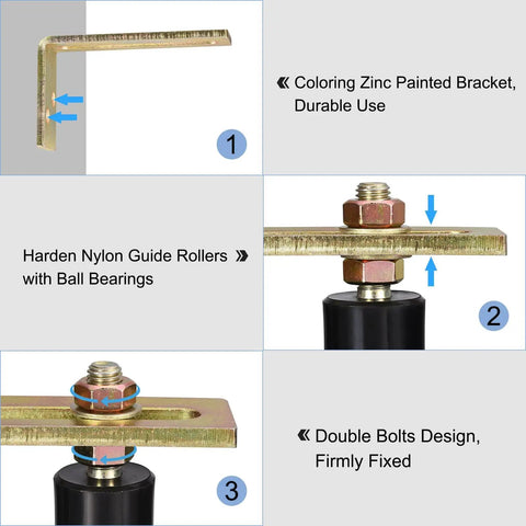 Heavy Duty 3 Inch Sliding Gate Nylon Roller With L Shaped Bracket Gate Roller Guide And Support Assembly For Durable Horizontal Sliding Gate Systems Black Easy Install with zinc-coated bracket, nylon rollers, and double bolt design.