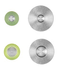 Beefy Pro Grade Manual Press Tool Kit With 6mm And 9mm Rivet Dies, Dual Pair, Steel Construction, top view of die plates