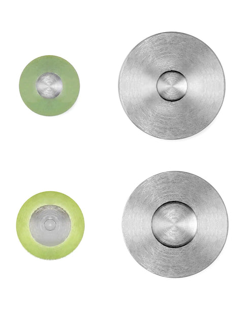 Beefy Pro Grade Manual Press Tool Kit With 6mm And 9mm Rivet Dies, Dual Pair, Steel Construction, top view of die plates