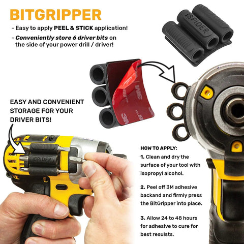 Applying BitGripper to power drill for Clip On Tool Holster For Your Belt A Self Locking Dock Station To Organize And Carry Driver Bits