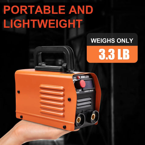Portable 110V MMA Stick Welder With IGBT Inverter, Hot Start, Arc Force, Anti-Stick, Lightweight 250A on hand, weighs 3.3 lb