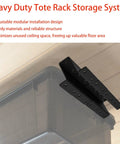 Garage Ceiling Storage Rack With Heavy Duty Overhead Tote Rail, Adjustable Ceiling Storage System For Most Bins And Totes