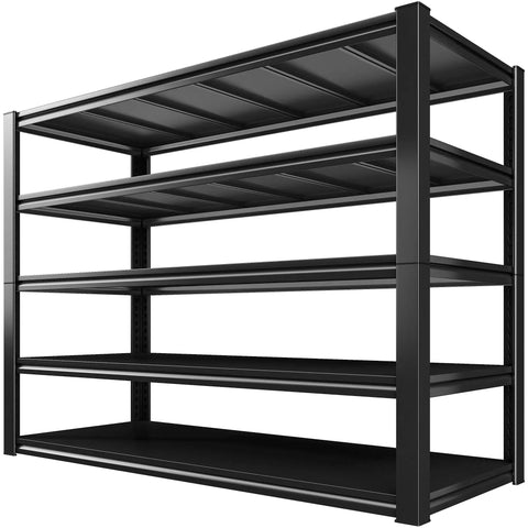 Beefy 5 Tier Garage Shelving Unit With 3000 Lbs Total Capacity Adjustable Industrial Metal Shelves For Garage Basement Pantry Workshop Or Warehouse Storage Sturdy 72 Inch Tall 48 Inch Wide black steel shelves