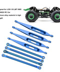 Upgrade Your RC Ride With Premium Aluminium Alloy Suspension Links For Losi 1/8 LMT 4WD, featuring blue aluminum parts for durability.