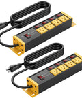 Heavy Duty Power Strip Surge Protector With Two Pack Individual Switches 20 Amp 12 Gauge 4 Ft Extension Cord Four Outlets