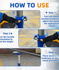 Adjusting the Heavy Duty Roller Stand For Woodworking With Smooth Rollers And Quick Height Adjustments From 22 To 38 Inches.
