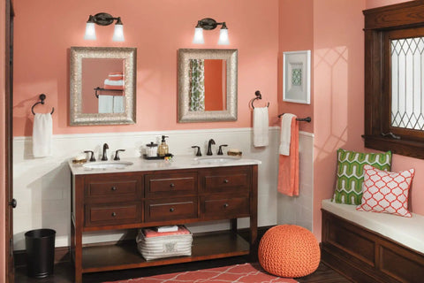 Bathroom with Eva 24 Inch Bathroom Towel Bar In Oil Rubbed Bronze With Sturdy Mounting Posts And Pro Fit Quick Install System.