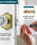 Installation of 3 Pack Crystal Glass Door Knobs With Antique Brass Finish And Privacy Lock For Bedroom And Bathroom Interiors