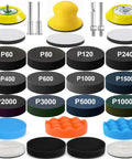 All In One Pro Grade 137 Piece 3 Inch Sanding Disc And Polishing Kit With 60 To 10000 Grit Sandpapers and Pads Displayed.
