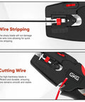 Automatic Wire Stripper With Cutter 2 In 1 Self Adjusting Electrical Stripping Tool for 7-32 AWG Wires showing wire stripping and cutting.