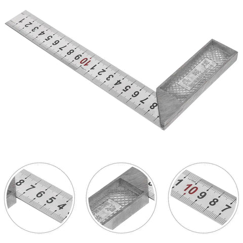 90 Degree L Square Stainless Steel Carpenter Ruler Portable Measuring Tool with right angle gauge close-up view