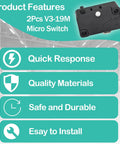 Image showcasing features of Four Pack V319M Snap Action Switch With Hella Durable Construction Providing Slick Operation And Tight Mechanical Fit Delivering No Fuss Replacement For Reliable Spdt Control In Home And Shop Projects.