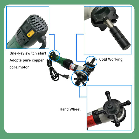Heavy Duty Electric Pipe Beveling And Chamfering Machine For 1.1 To 3 Inch Pipe internal expansion tool showing motor, hand wheel and cold working features.