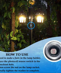 2 Pack Auto On Off Outdoor Dusk to Dawn Photocell Sensor in lamp installation