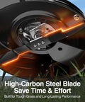 21 Inch Self Propelled Gas Lawn Mower With 170cc 4 Stroke OHV Engine Walk Behind For Thick Grass Fuel Efficient Power Easy Start Durable Construction Ideal For Home Yards And Small To Medium Lawns, high-carbon steel blade close-up