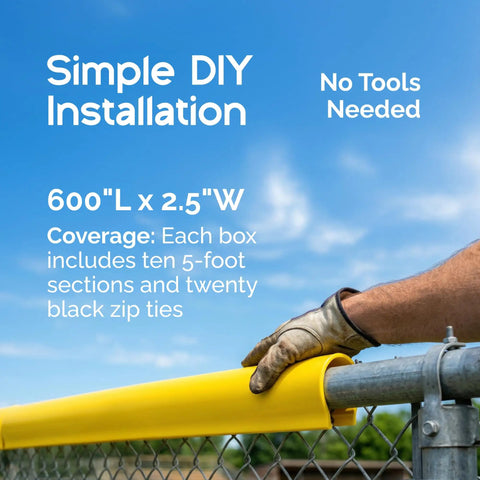 Premium Fence Topper 50 Ft Yellow Chain Link Fence Cover High Viz UV Resistant Safety Fence installed by hand