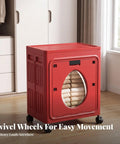 No Sweat Mobile Storage Bin With Flip Top Lid, Foldable Plastic Closet And Nursery Organizer Tote riding smooth on casters for clothes.