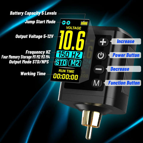 Display of wireless power supply for Rotary Tattoo Gun Pen Kit Complete Starter Set With Two Wireless Power Supplies