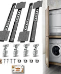 Industrial Grade Sliding Hidden Door Track Featuring Butter Smooth Gliding Pocket Door Hardware And Solid Steel Ball Bearings For Cabinet And Recessed Wall Doors 22 Inch Dual Set with black tracks and mounting hardware.