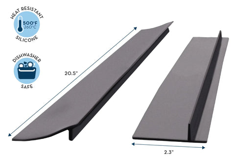 Stove Gap Cover And Crumb Guard Silicone 20.5 Inch By 2.3 Inch Matte Black Pack Of 2, Heat Resistant Gap Filler image with dimensions