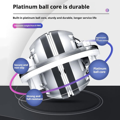 Platinum ball core of Gyro Torque Ball Hand Exerciser With Auto Start Forearm Gyroscopic Trainer shown with features highlighted