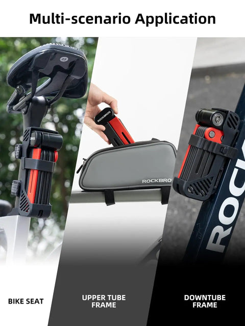 Folding Bike Lock 120 Cm Long With 2 Keys Heavy Duty Security Lock For E Bike And Electric Scooter Anti Theft Durable Alloy Steel For Motorcycle Outdoor City Cycling And Daily Commute