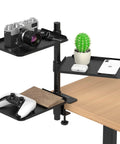 Three Tier Metal Clamp On Desk Shelf With 360 Degree Rotatable Mount for camera, plant, and accessories on a desk