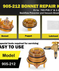 Backflow Preventer And Vacuum Breaker Repair Kit For 765 Series OneInch And OneQuarterInch Valves, includes bonnet, poppet, lubricant
