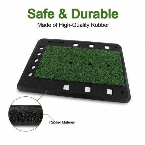 Pro-Grade Swing Training Mat For Golf Practice Rubber Hitting Pad, slip proof rubber surface with turf texture detail