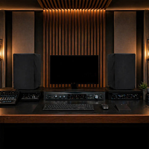 Heavy Duty Dust Cover For 8-Inch Studio Monitors Pro Grade Gear Shield Keeps Dust Off in professional studio setting