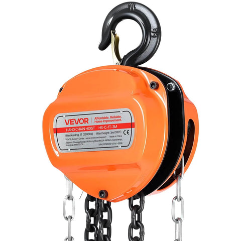 1 Ton Hand Chain Hoist With 10 Ft Lift Galvanized G80 Chain Heavy Duty Manual Pulley Hoist For Garage And Warehouse