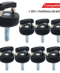 No Fuss Premium Quick Release Thumb Screws For Ford Bronco Hard Top Swap Setup With Locked Down D Ring Accessory Mounts 8 Piece Hardware Kit Black, black thumb screws set, each with a quick release design.