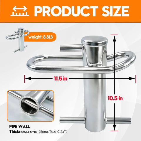 Beefed-Up Pro Grade Stainless Arborist Lowering Device for Tree Rigging, size 11.5 x 10.5 inches, product size dimensions.