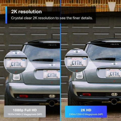 Comparison of 1080p Full HD and 2K QHD Outdoor Security Camera With 24 Hour Recording, Advanced Person and Vehicle Detection.