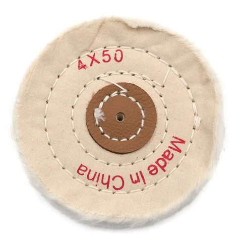 Ultimate Cotton Polishing Wheel For Fast Buffing And Mirror Shining On Metal Wood And Plastic, 100mm size with leather center.