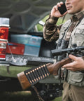 Elastic Rifle Shell Buttstock Holder for 9 rounds on a long gun with durable polyester elastic webbing and easy clip-on attachment