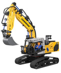 Liebherr R938 Pneumatic Excavator Kit 689 Piece Realistic Builder Model With Pneumatic System Manual Valves And Flow Regulators Ideal For Gearheads 10 And Up Great For Kids Teens And Adults Who Love Engineering. Yellow tracked excavator model with bucket