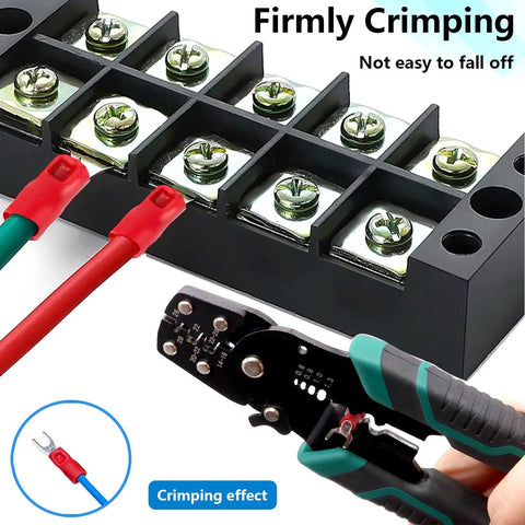 245 Pcs Fork Spade Wire Connectors Kit For 22-16 16-14 12-10 AWG M4 U Type Crimp Terminals Tinned Red Blue Yellow in action