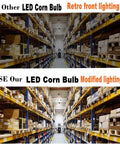 Comparison of warehouse lighting with other LEDs vs. 150W LED Corn Light Bulb With E39 Mogul Base, 21,000 Lumen, 5000K Daylight White.