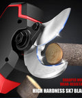 Beastly 700W Brushless Electric Pruning Shears cutting branch with SK7 blade, LED display visible, showcasing cutting power.
