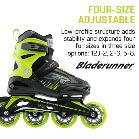 Four Size Adjustable Fitness Inline Skates For Juniors Black And Blue With Cushioned Liner And Tongue For Secure Fit Built For Young Rippers Durable Frame Ideal For Training Practice And Recreational Skating