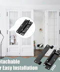 Heavy Duty Quick Release Cabinet Hinges Rustproof Black Finish, 4 inch detachable design on white double doors.