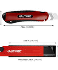 Heavy Duty Utility Knife Set 25mm Retractable Box Cutter With Auto Lock 11 Replacement Blades Snap Off Blade Cable Slot And Non Slip Ergonomic Grip For Warehouse Pros And DIYers, red and black, 7.6 in