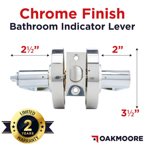Chrome Commercial Door Handle And Bathroom Door Lock With Vacant Occupied Indicator For Public Restrooms In Industrial Buildings