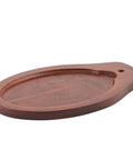 Wooden tray from the Two Piece Cast Iron Fajita Server Set For Sizzling Cookouts Black And Brown Finish Medium Size Durable Kitchen Serving Trays