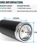 Dual Band GMRS NMO Mount Antenna For VHF 136-174 MHz And UHF 400-470 MHz, 3.5 Inch Low-Profile Design with dimensions