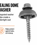 Heavy Duty Polycarbonate Self Drilling Wood Screws Two Inch Outdoor Fasteners With Sealing Dome Washers showing integrated waterproof seal.