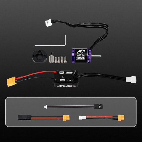 MBL32 G2 Waterproof Brushless ESC and 1721 Purple Viper Outrunner Motor for 1/18 TRX4M Ascent 18, components displayed