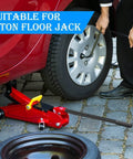 Sturdy Horizontal Hydraulic Floor Jack Handle Replacement For Cars, used in lifting vehicle with 2-ton capacity jack, red jack shown.