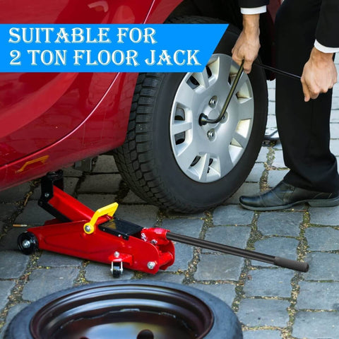 Sturdy Horizontal Hydraulic Floor Jack Handle Replacement For Cars, used in lifting vehicle with 2-ton capacity jack, red jack shown.